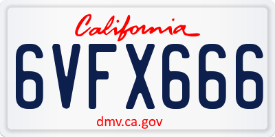 CA license plate 6VFX666
