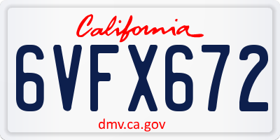 CA license plate 6VFX672