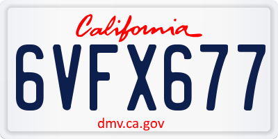 CA license plate 6VFX677