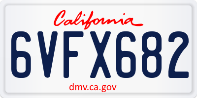 CA license plate 6VFX682