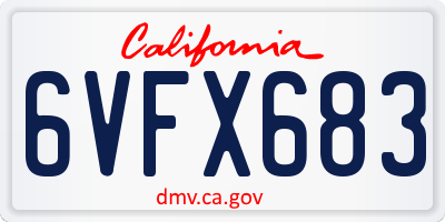 CA license plate 6VFX683
