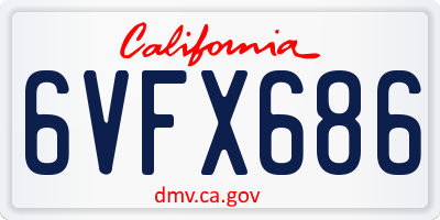 CA license plate 6VFX686