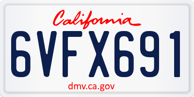 CA license plate 6VFX691
