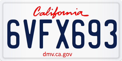 CA license plate 6VFX693