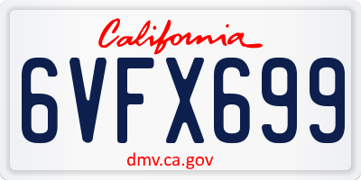 CA license plate 6VFX699