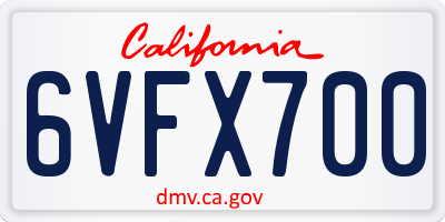 CA license plate 6VFX700