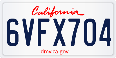 CA license plate 6VFX704