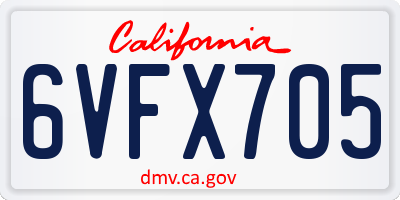 CA license plate 6VFX705