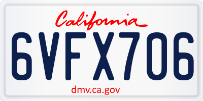 CA license plate 6VFX706
