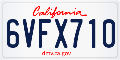 CA license plate 6VFX710