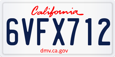 CA license plate 6VFX712
