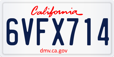 CA license plate 6VFX714