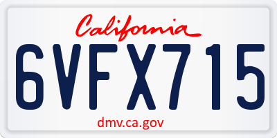 CA license plate 6VFX715