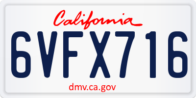 CA license plate 6VFX716