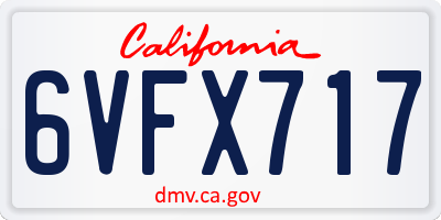 CA license plate 6VFX717