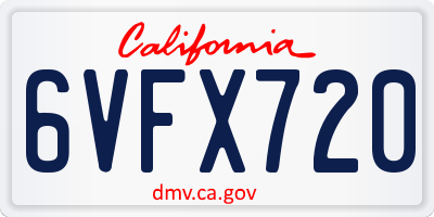 CA license plate 6VFX720