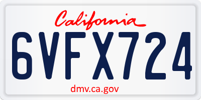 CA license plate 6VFX724