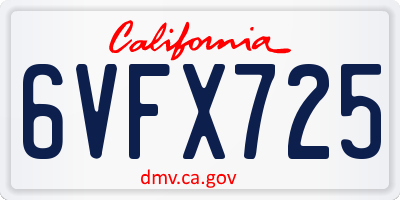 CA license plate 6VFX725