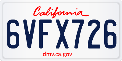 CA license plate 6VFX726