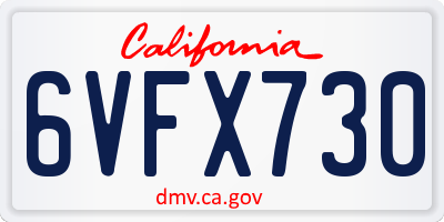 CA license plate 6VFX730