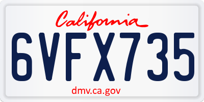CA license plate 6VFX735
