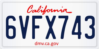 CA license plate 6VFX743