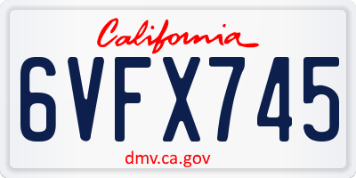 CA license plate 6VFX745