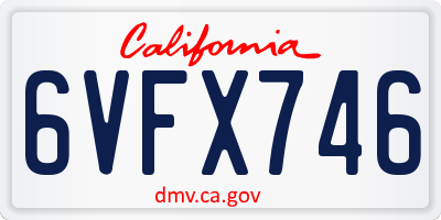 CA license plate 6VFX746