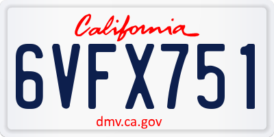 CA license plate 6VFX751