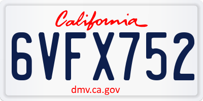 CA license plate 6VFX752