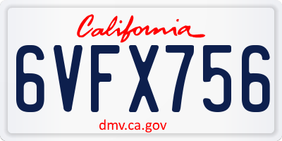 CA license plate 6VFX756