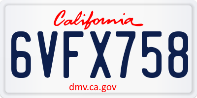 CA license plate 6VFX758
