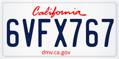 CA license plate 6VFX767