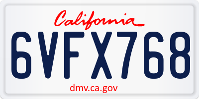 CA license plate 6VFX768
