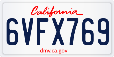 CA license plate 6VFX769
