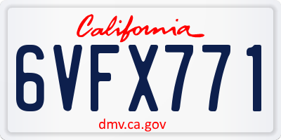 CA license plate 6VFX771