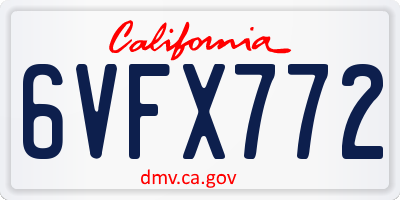 CA license plate 6VFX772