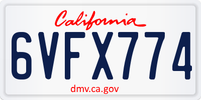 CA license plate 6VFX774