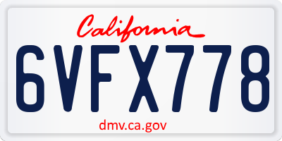 CA license plate 6VFX778