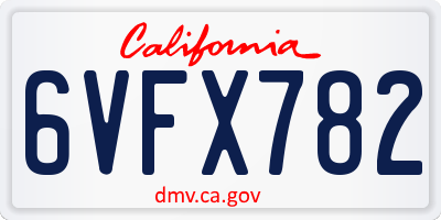 CA license plate 6VFX782