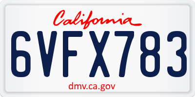 CA license plate 6VFX783