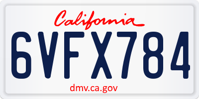 CA license plate 6VFX784