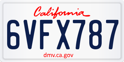 CA license plate 6VFX787