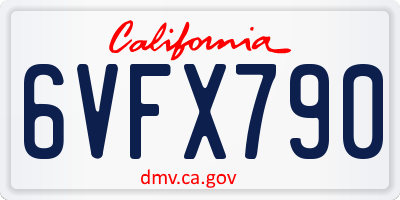 CA license plate 6VFX790