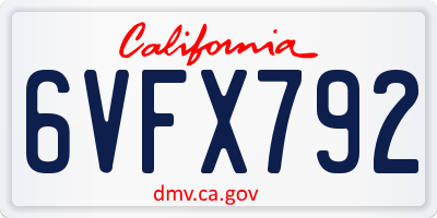 CA license plate 6VFX792