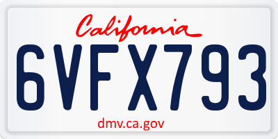 CA license plate 6VFX793