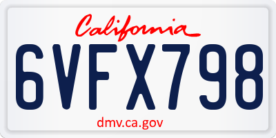 CA license plate 6VFX798