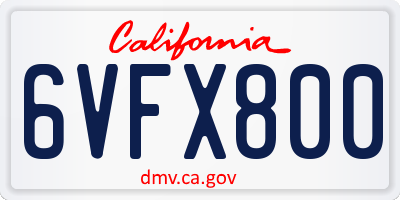 CA license plate 6VFX800