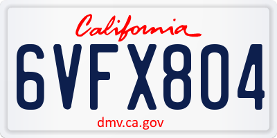 CA license plate 6VFX804