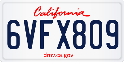 CA license plate 6VFX809